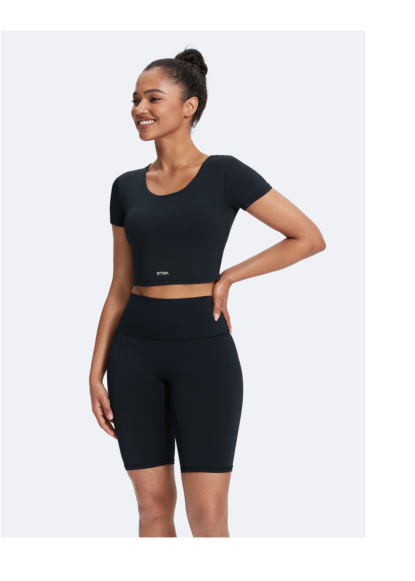 Round Neck Crop Top | Black