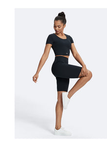 Round Neck Crop Top | Black