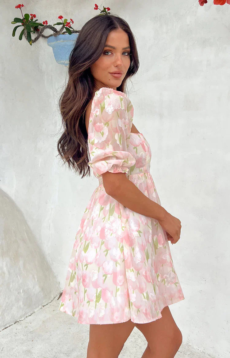 Rubi Floral Babydoll Mini Dress | Pink