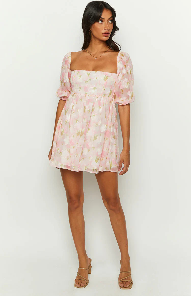 Rubi Floral Babydoll Mini Dress | Pink
