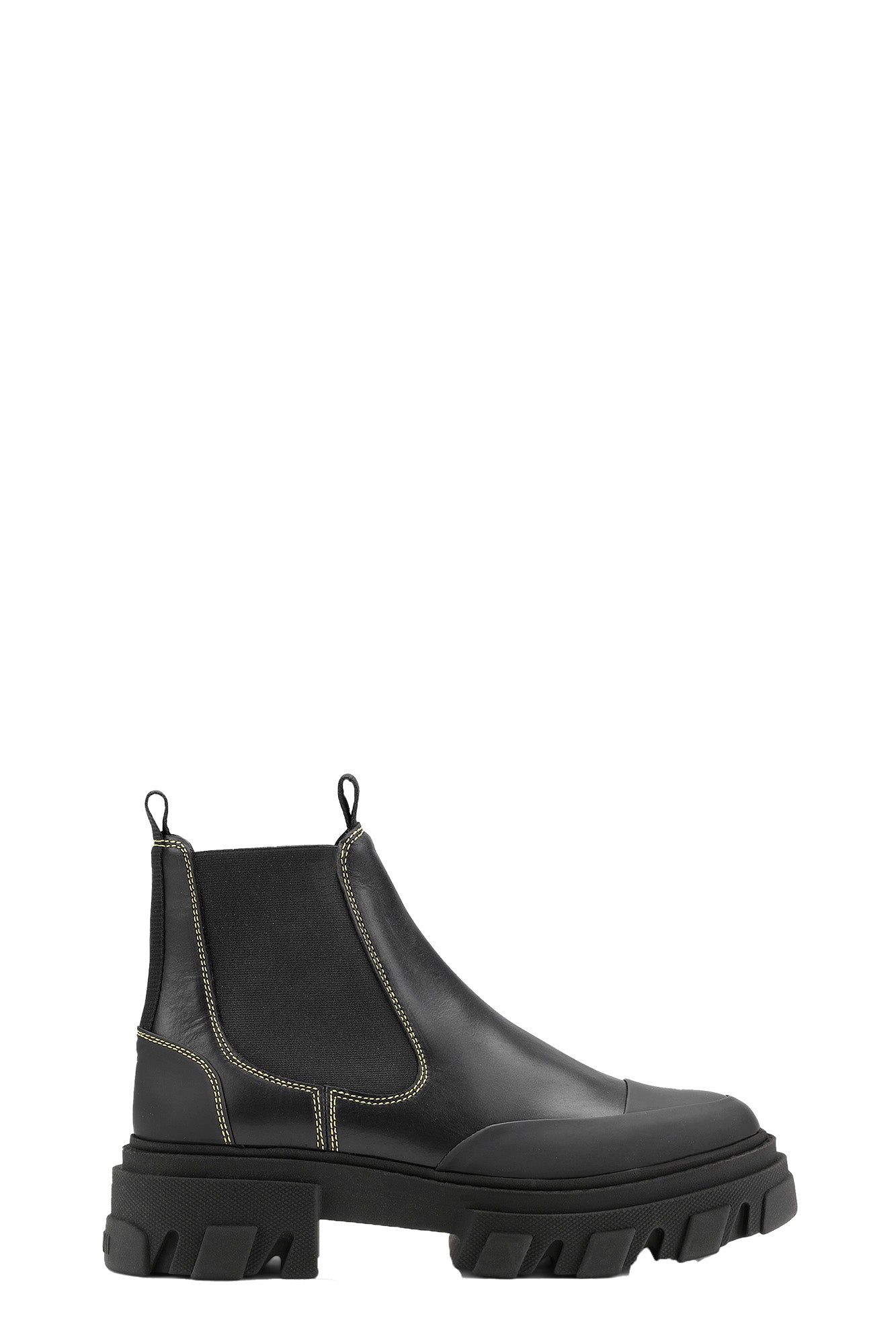 Low Chelsea Boot | Black / Yellow Stitching