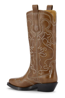 Mid Shaft Embroidered Western Boot | Tiger's Eye