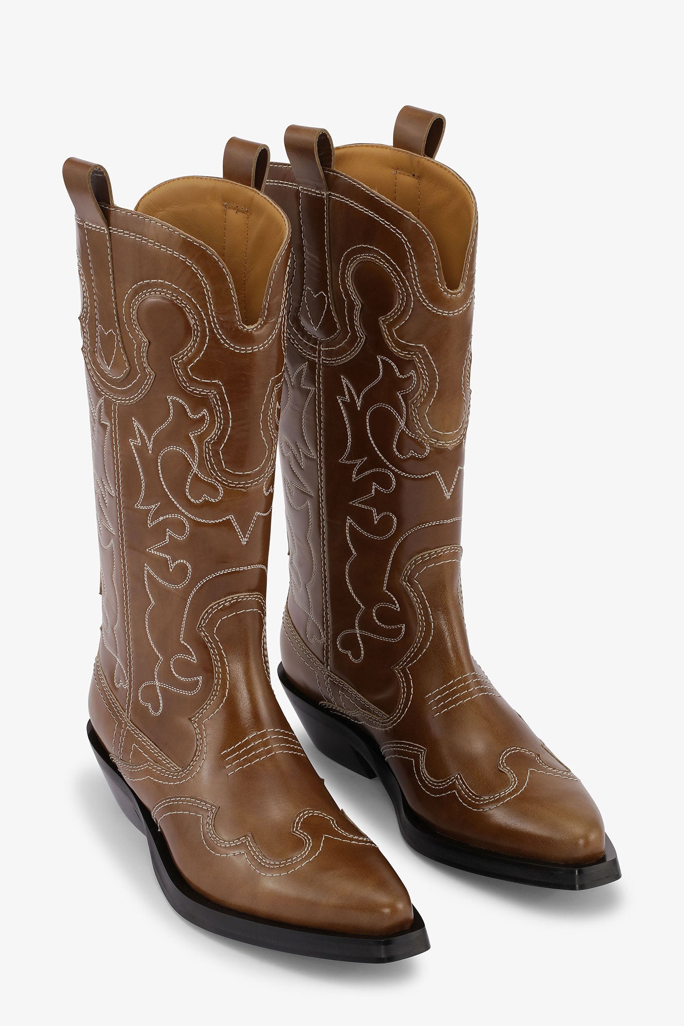 Mid Shaft Embroided Western Boot | Tiger's Eye