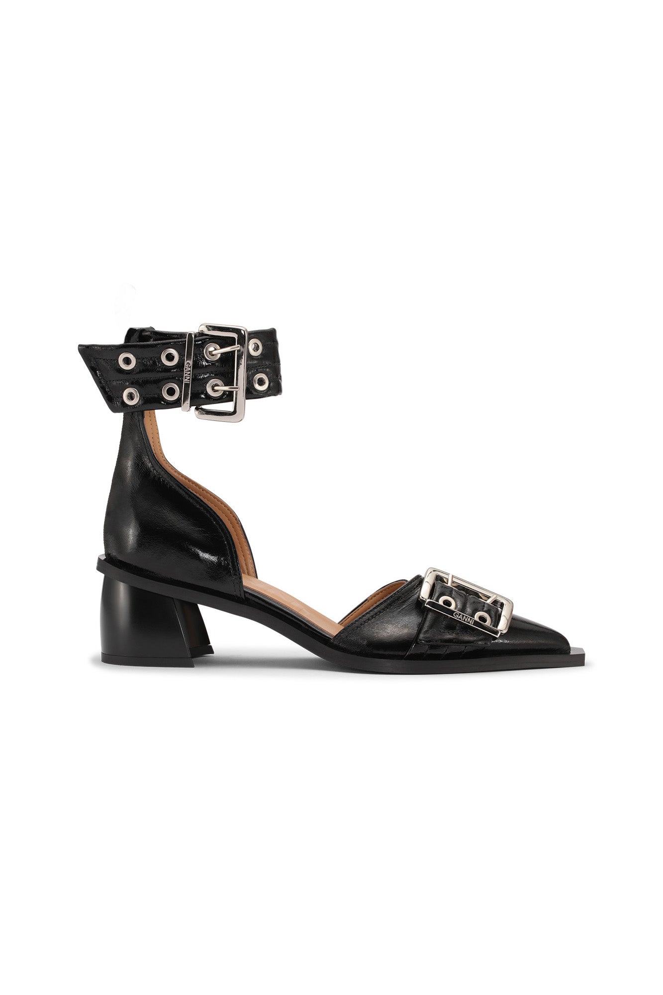 Feminine Buckle Open Cut Pumps - I | Black