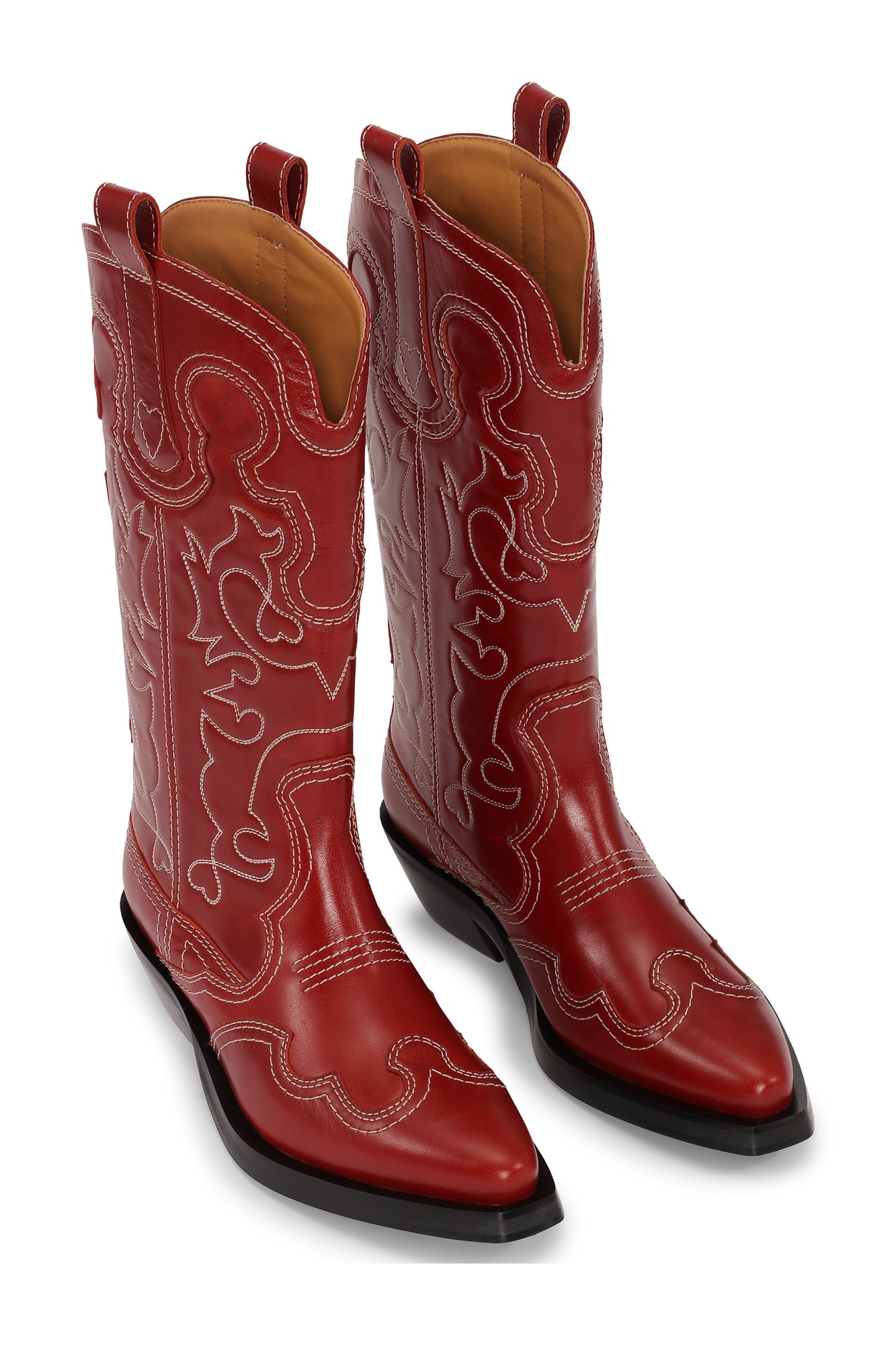 Mid Shaft Embroidered Western Boot | Barbados Cherry