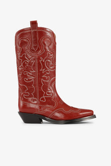 Mid Shaft Embroidered Western Boot | Barbados Cherry