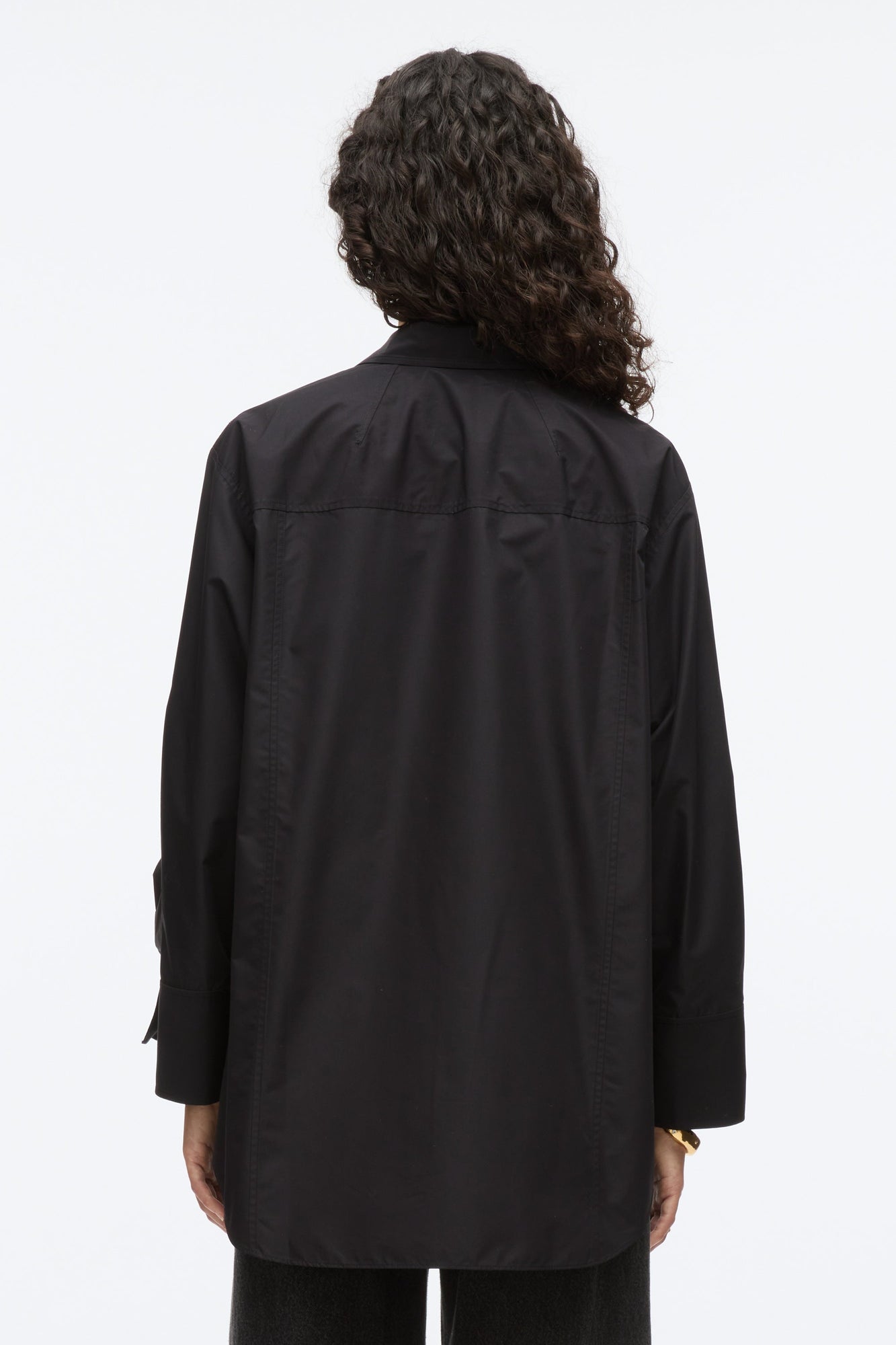 Oversize Shirt with Cascade Cuff | Black