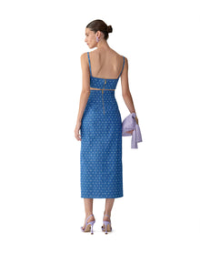 High Waist Midi Skirt With Slit | Light Blue