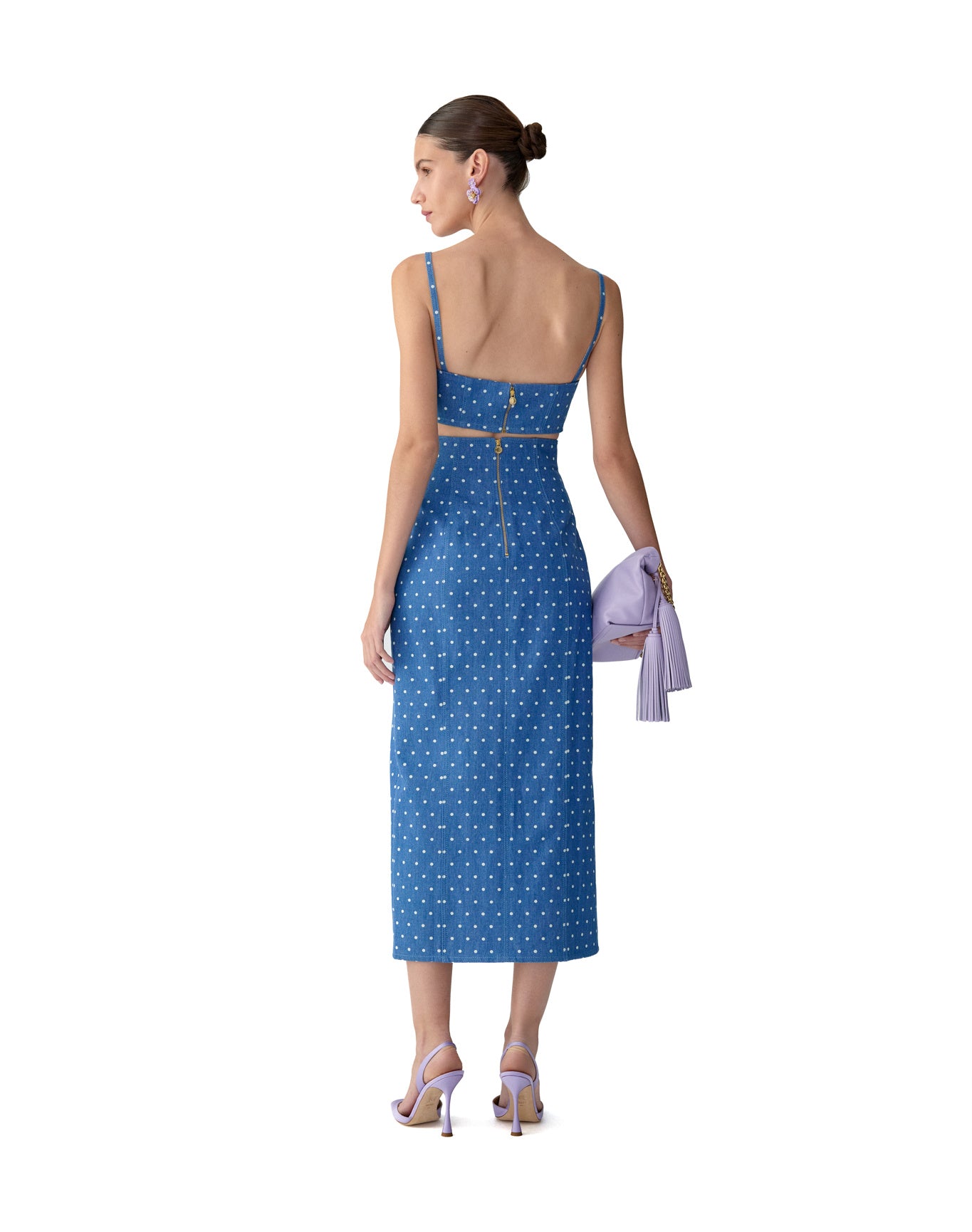 High Waist Midi Skirt With Slit | Light Blue