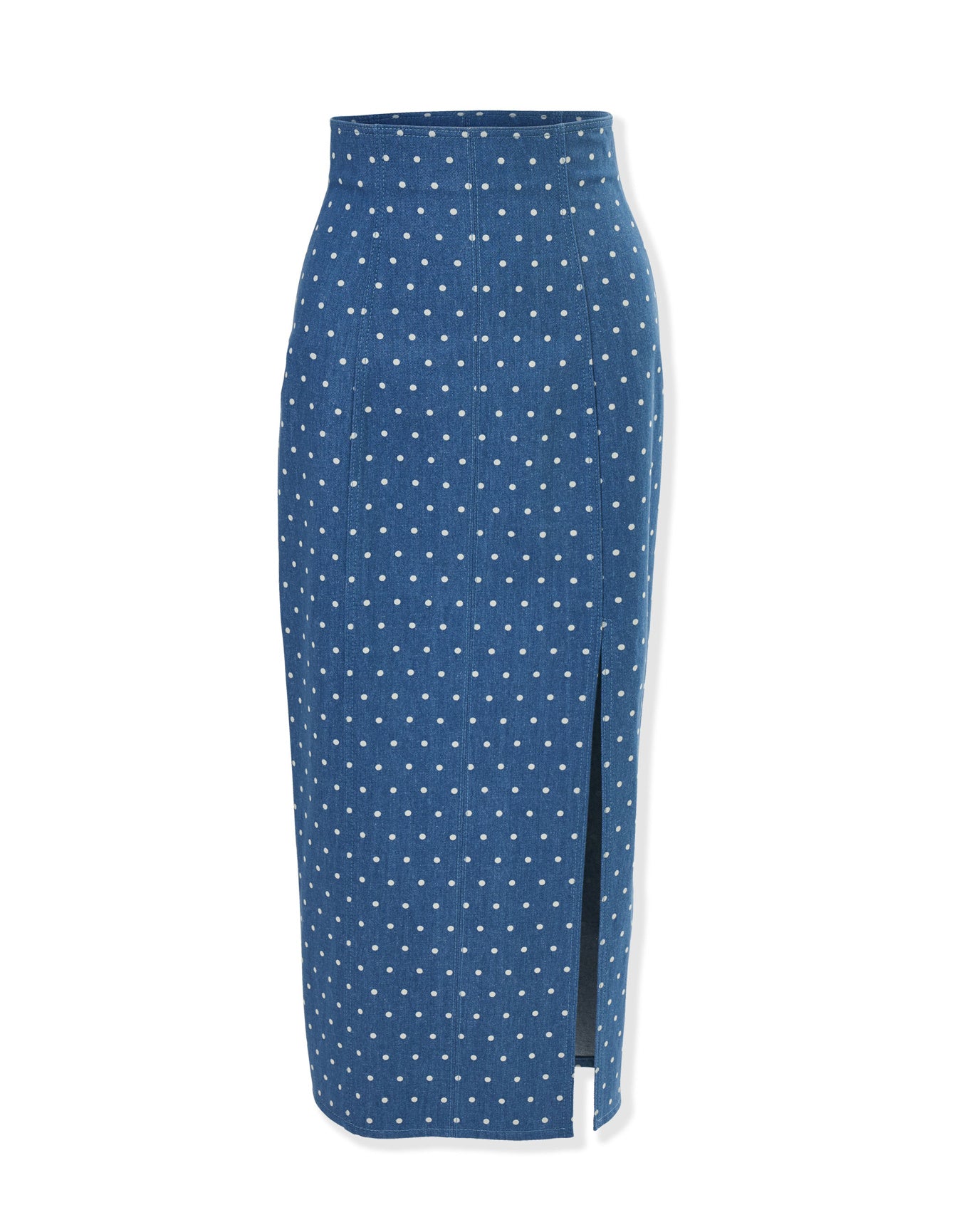 High Waist Midi Skirt With Slit | Light Blue