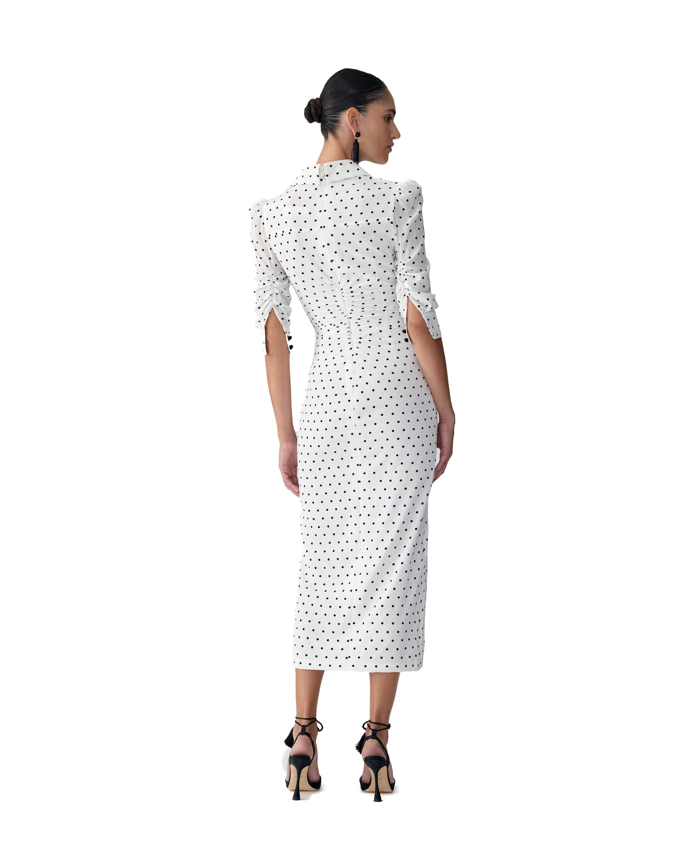 3/4 Sleeve Button Front Shirt Dress | Ivory Multi