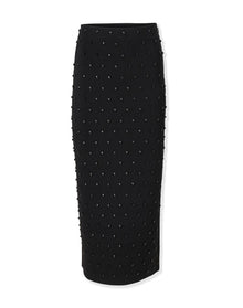 Embroidered Pencil Skirt | Black/Black