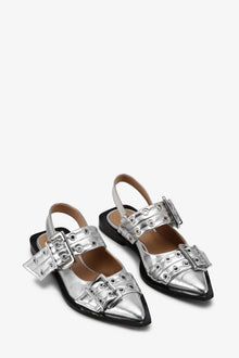 Feminine Buckle Ballerina Metallic | Silver