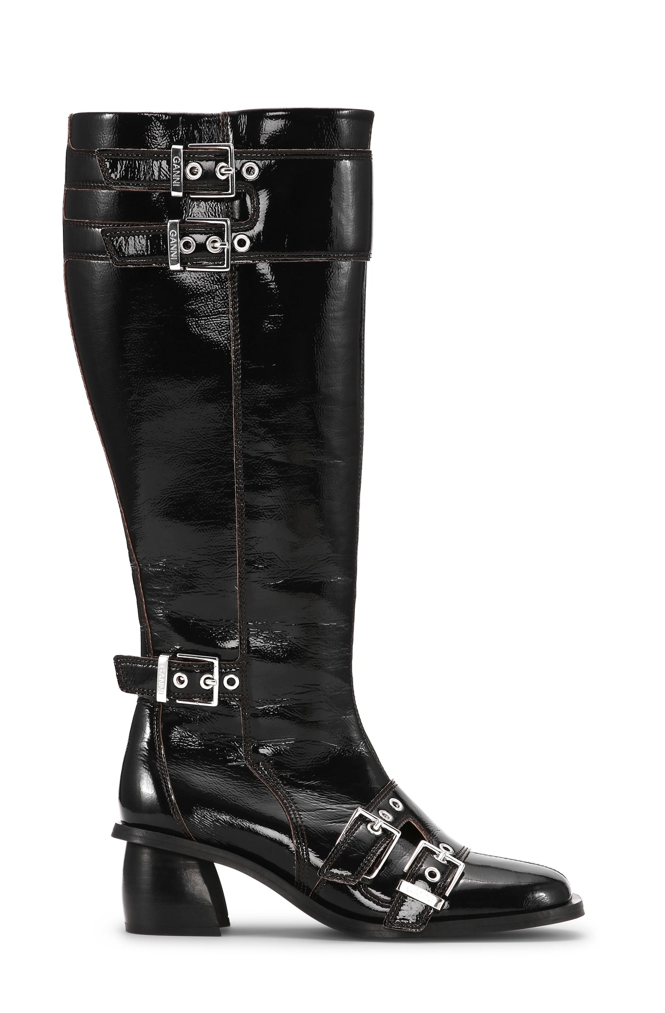 Feminine Buckle High Boot Naplack | Black