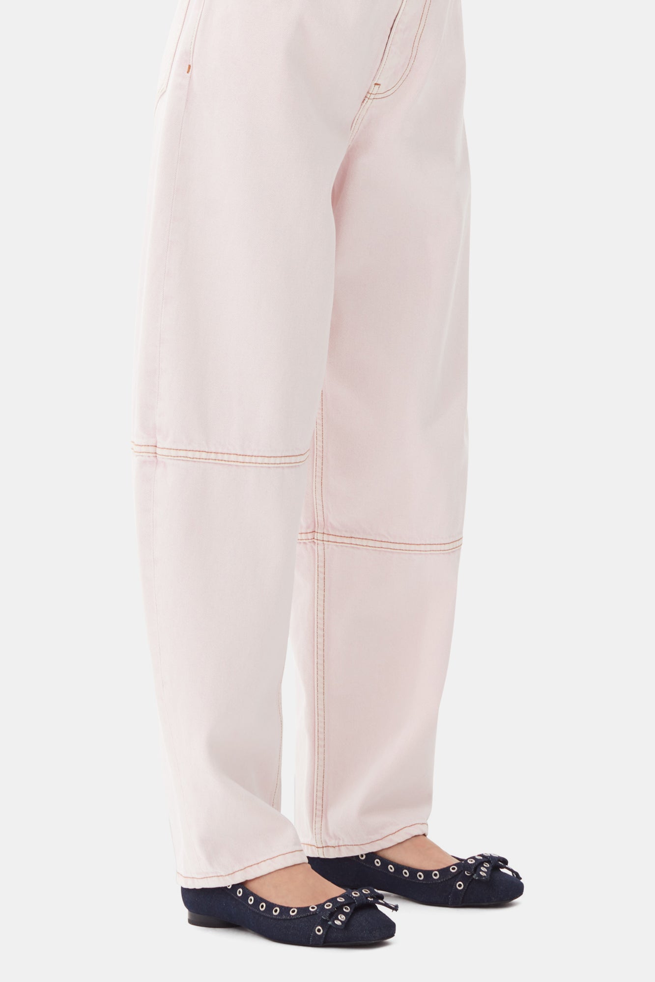 Eyelets Bow Ballerina Denim | Dark Navy