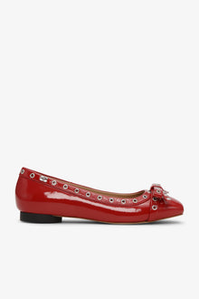 Eyelets Bow Ballerina Naplack | Racing Red