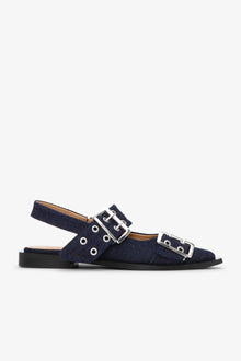 Feminine Buckle Ballerina Denim | Dark Navy