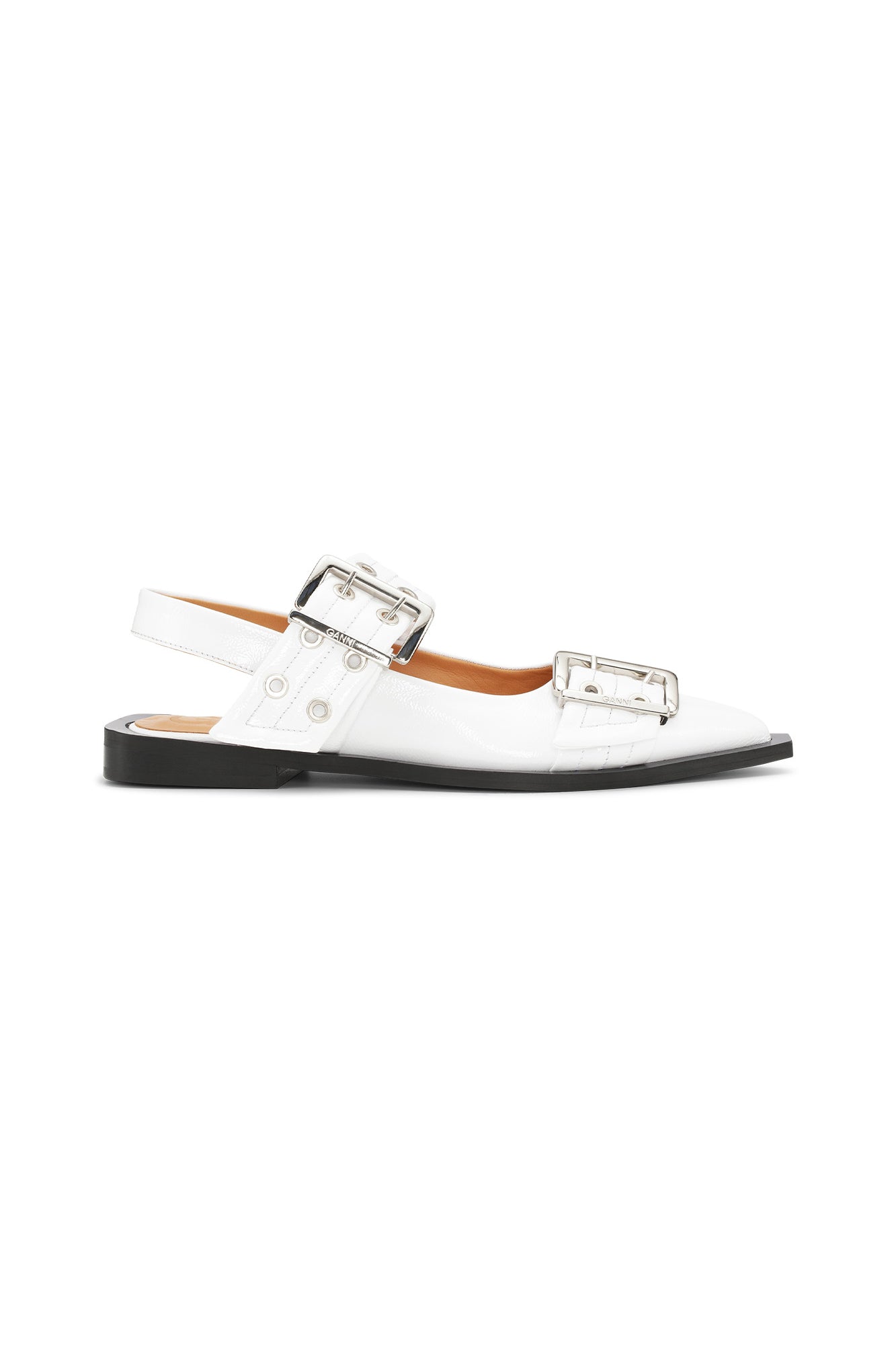 Feminine Buckle Ballerinas in Ivory | Egret