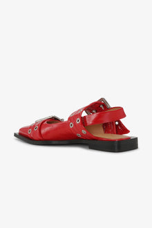 Feminine Buckle Ballerinas in Red | Racing Red