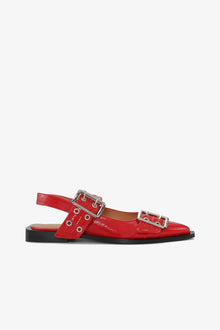 Feminine Buckle Ballerinas in Red | Racing Red