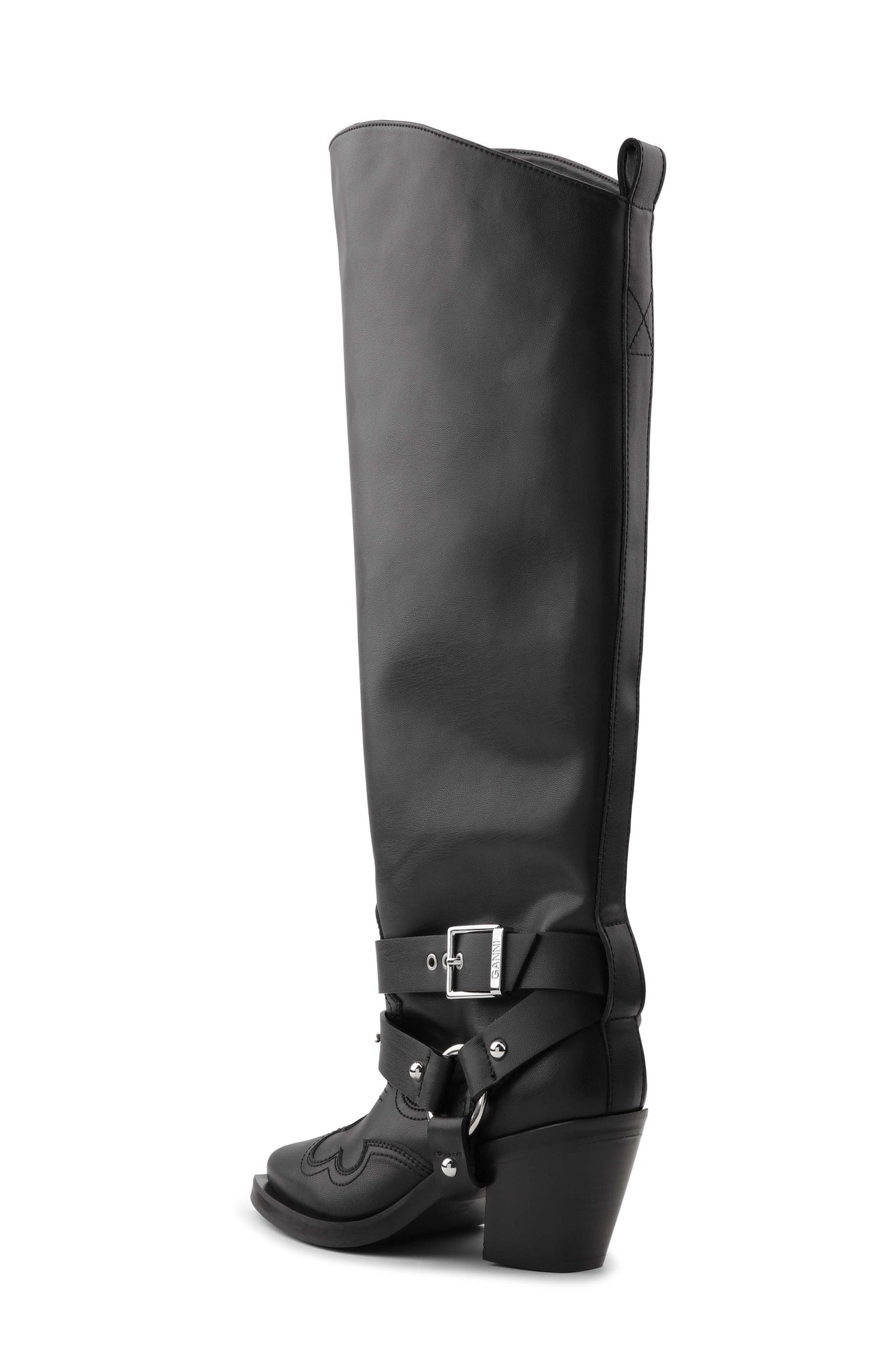 High Shaft Embroidered Western Boot | Black