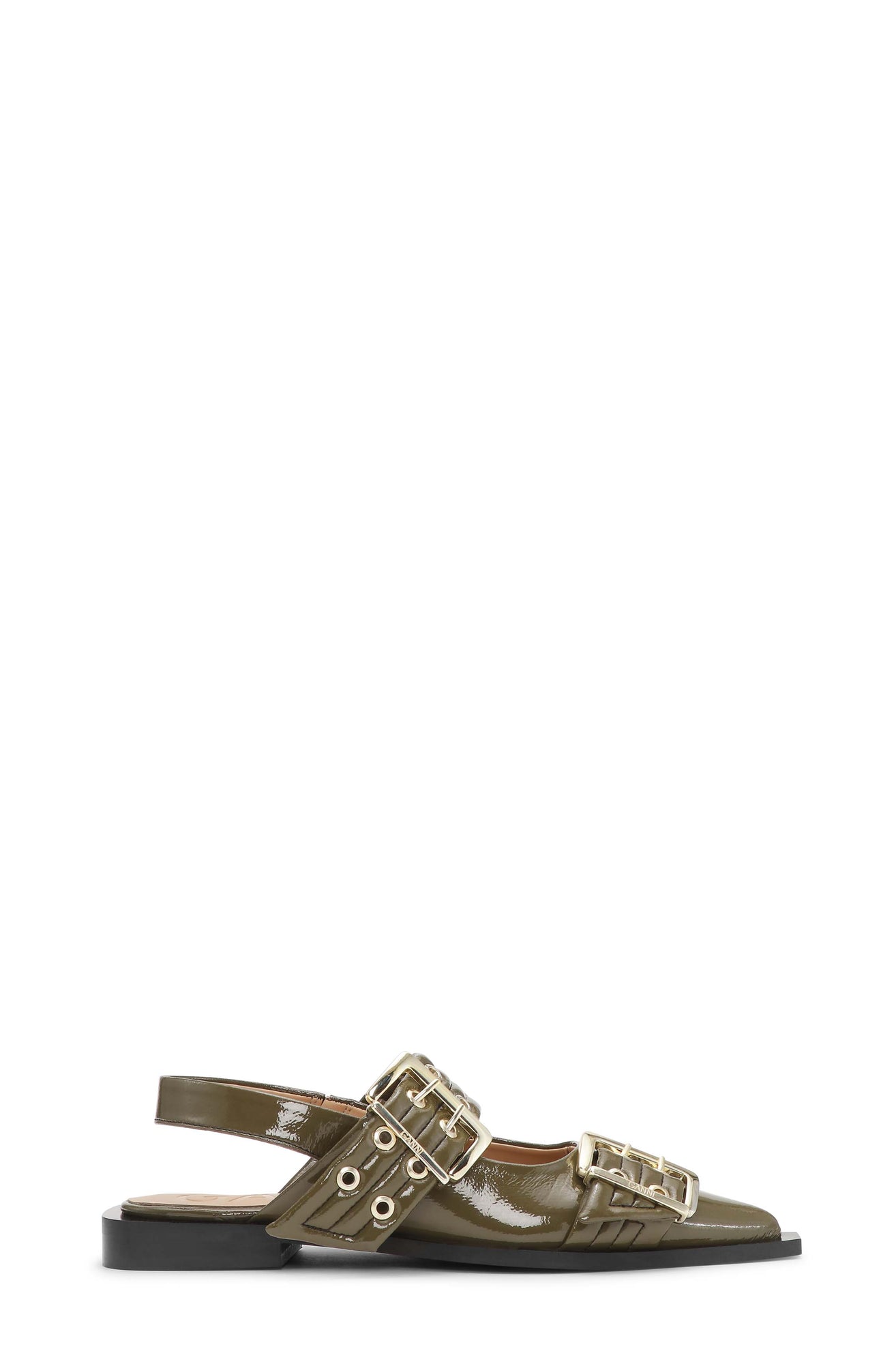 Feminine Buckle Ballerina Naplack | Military Olive