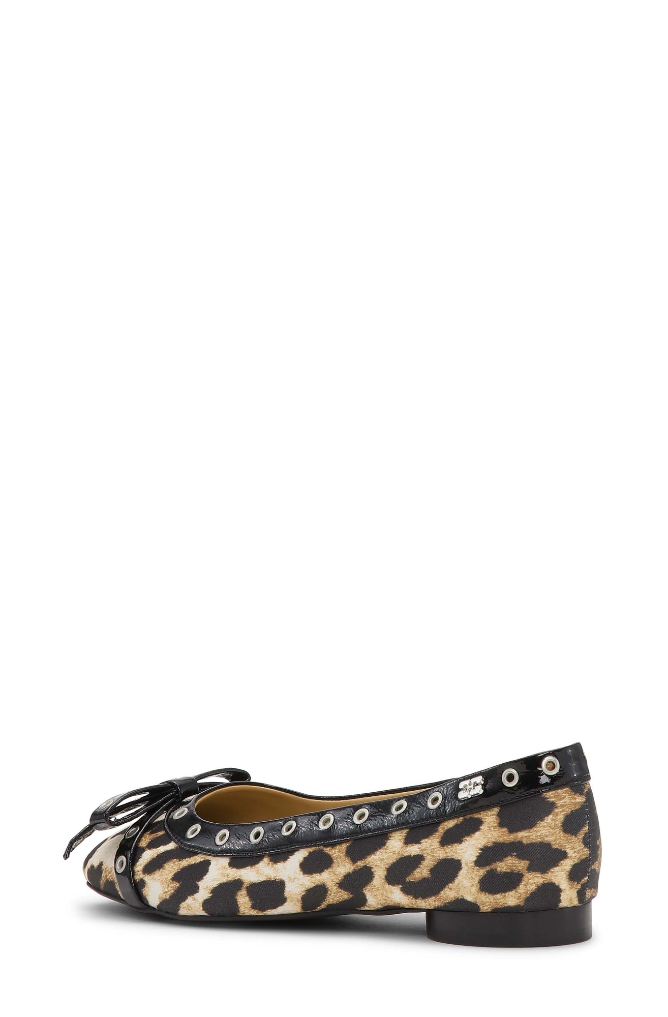 Eyelets Bow Ballerina Satin Print | Leopard Print