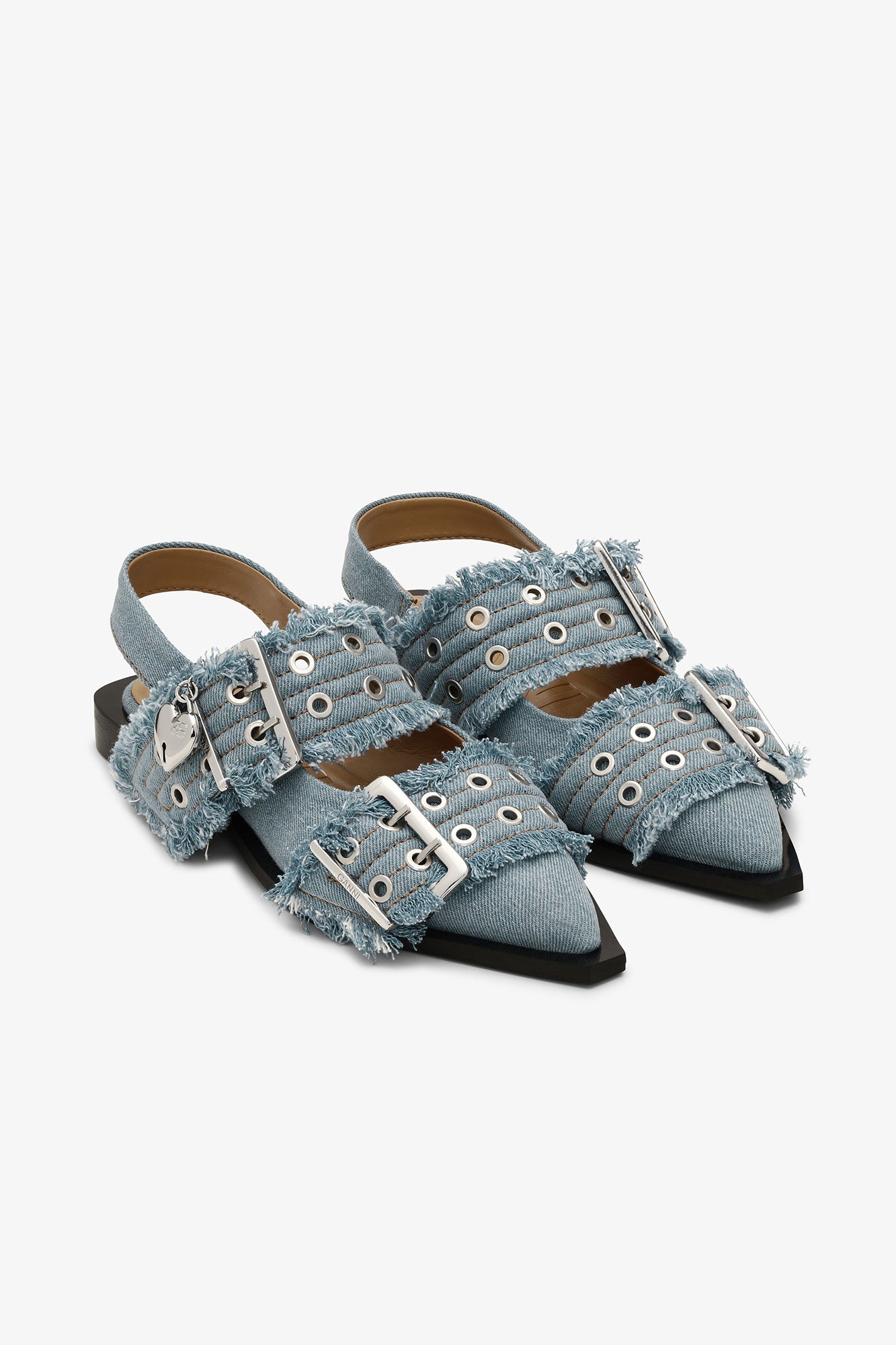 Feminine Buckle Ballerina Charms Denim | Faded Denim