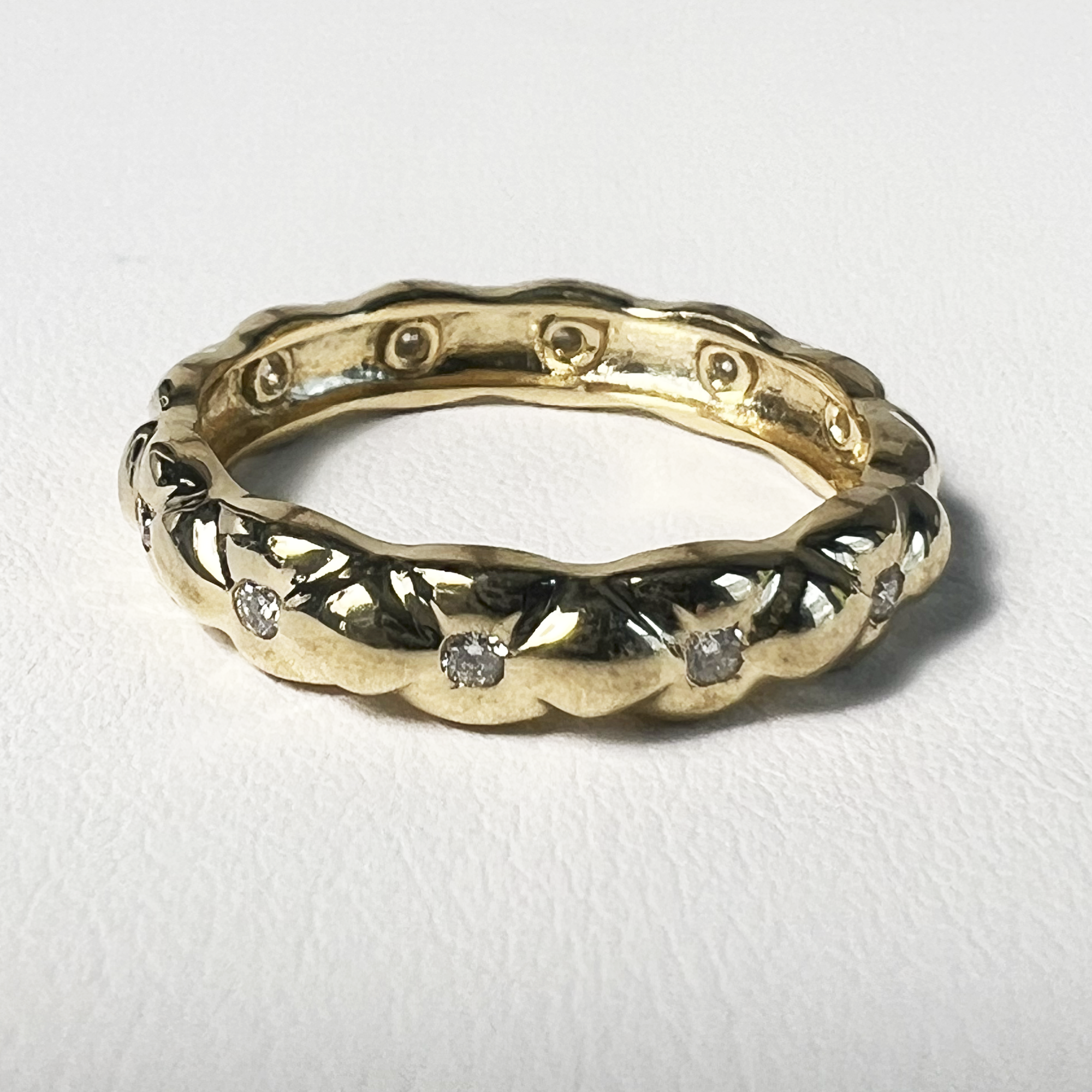 Thin Quilted Diamond Ring | 10K Yellow Gold | 0.22 CTW (Approx) White Diamond