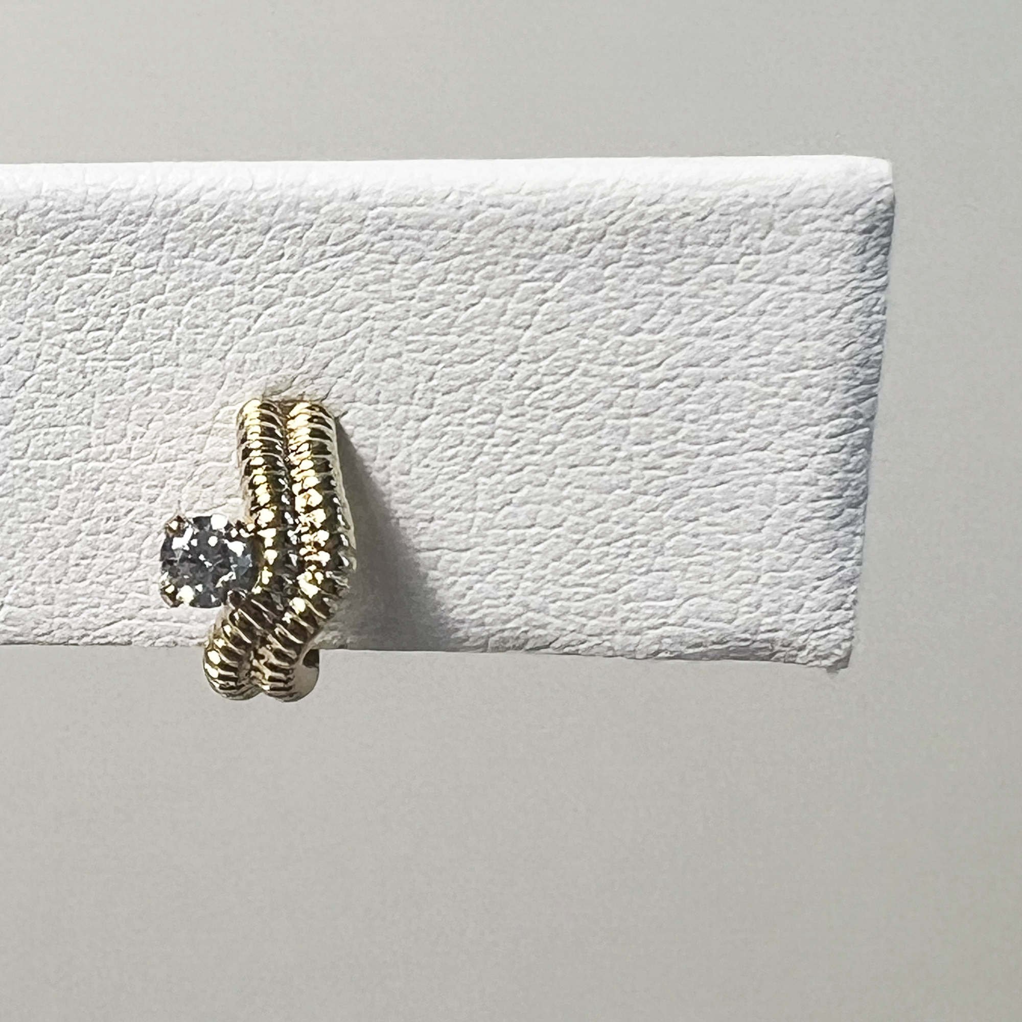 Cobra Double Wave Diamond Ear Huggie | 14K Yellow Gold | 0.2 CTW (Approx) White Diamond