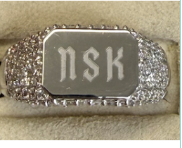 Engravable Pave Signet Ring | Sterling Silver | White Lab Diamond