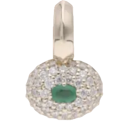 Tenenbaum Pave Charm | 10K Yellow Gold | White/Green Green Emerald/White Diamond