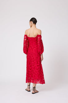 Embroidered Eyelet Off the Shoulder Dress | Cherry