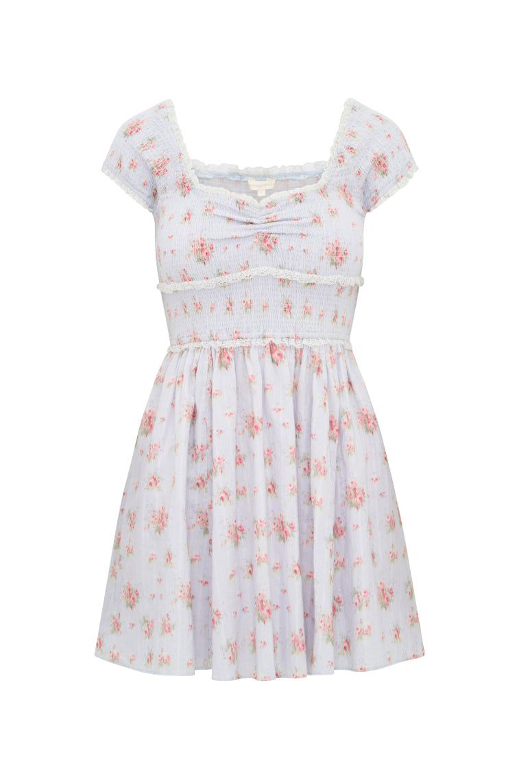 Siona Cotton Floral Mini Dress | Skylight  Blue