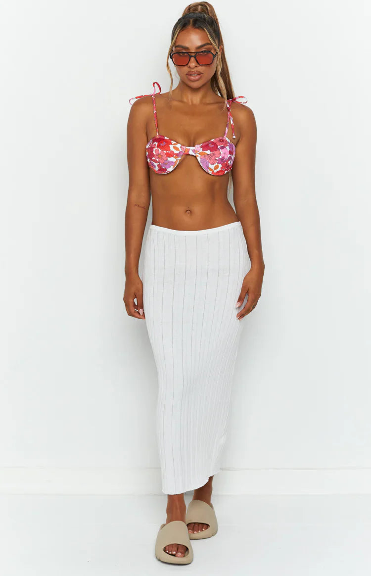 SNDYS Baha Ribbed Skirt | White