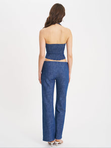 Raffaella Cotton Denim Straight Leg Pants | Navy