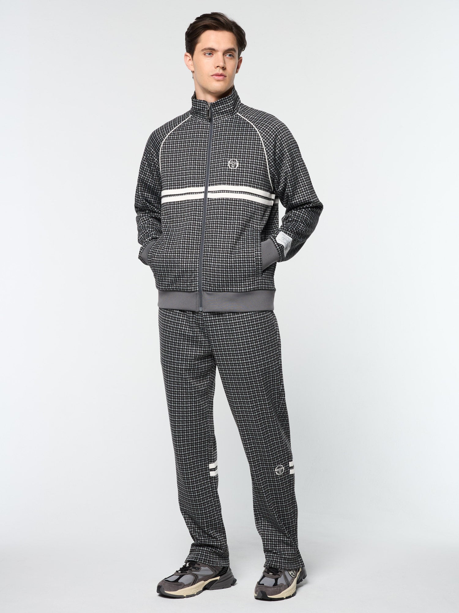 Men | Dallas Houndstooth Track Jacket | Black Beauty