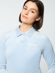 Women | Veneto Velour Long Sleeve Polo | Celestial Blue