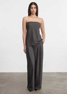 Easy Pleated Wide Leg Trouser | Charcoal