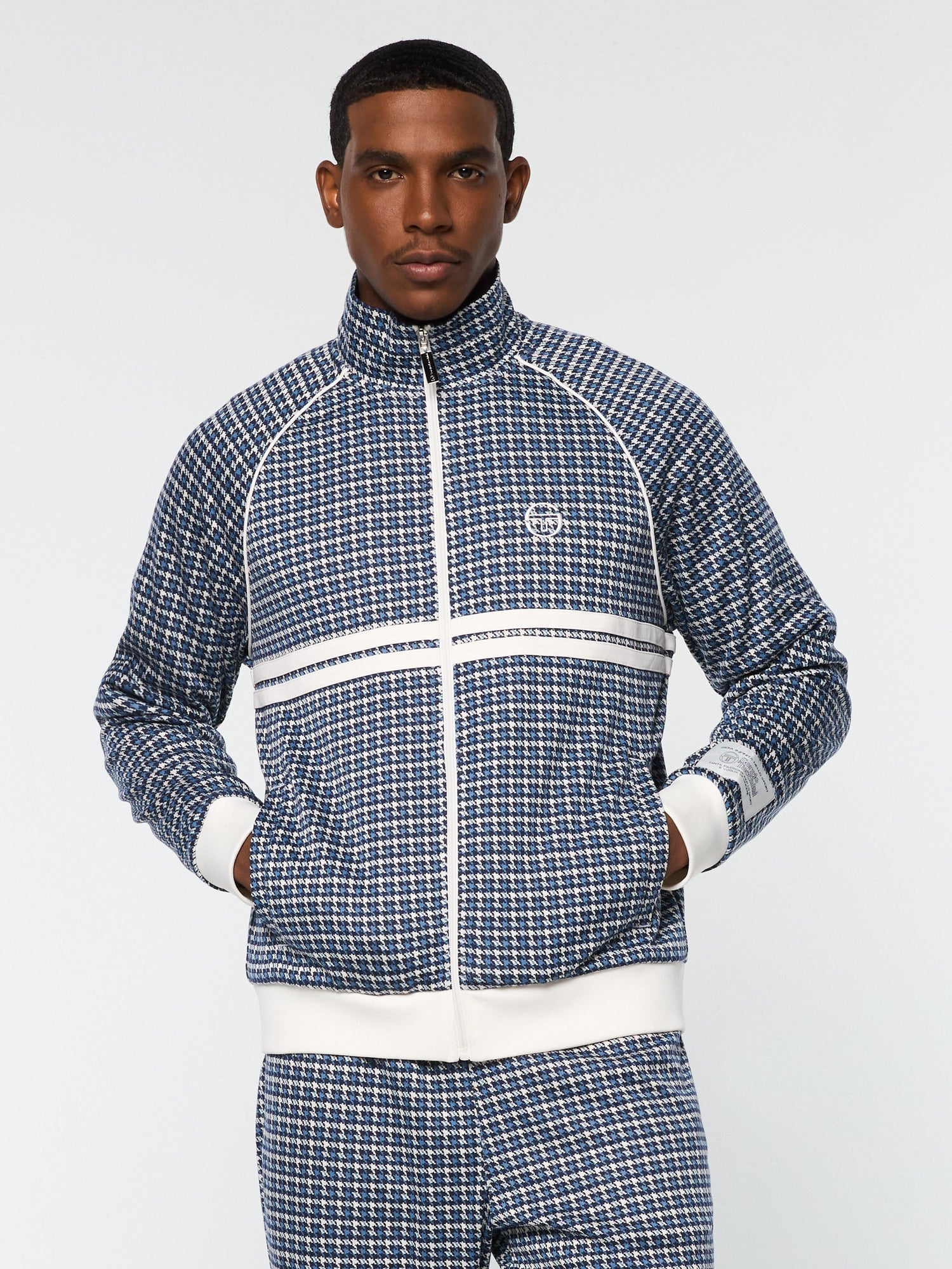 Men | Dallas Houndstooth Track Jacket | Maritime Blue