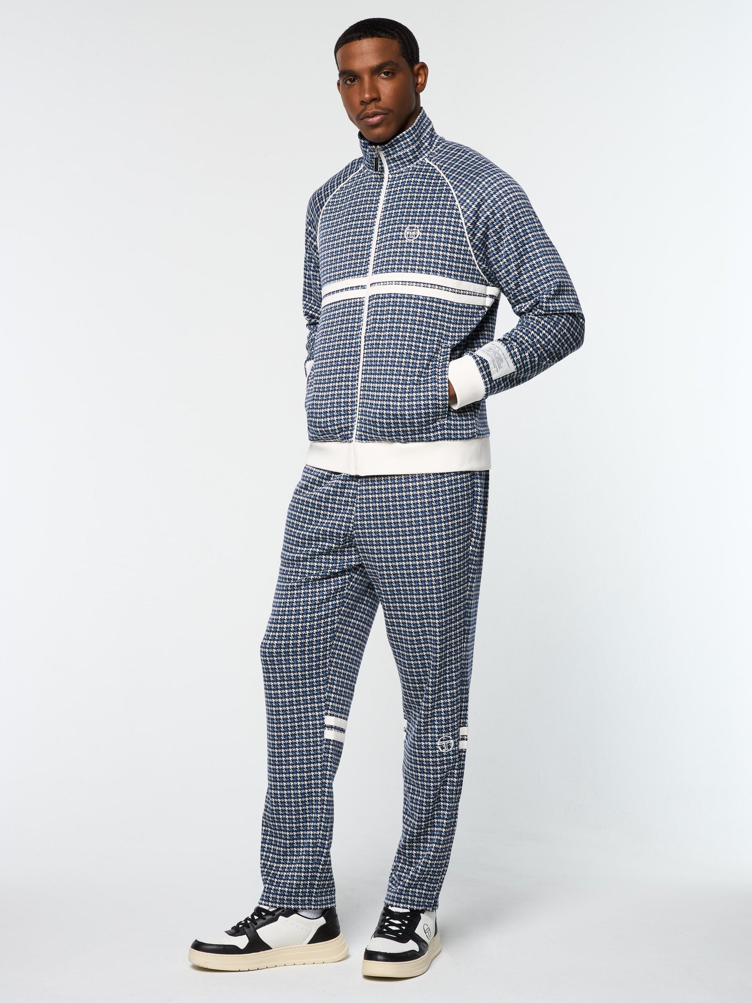 Men | Dallas Houndstooth Track Jacket | Maritime Blue