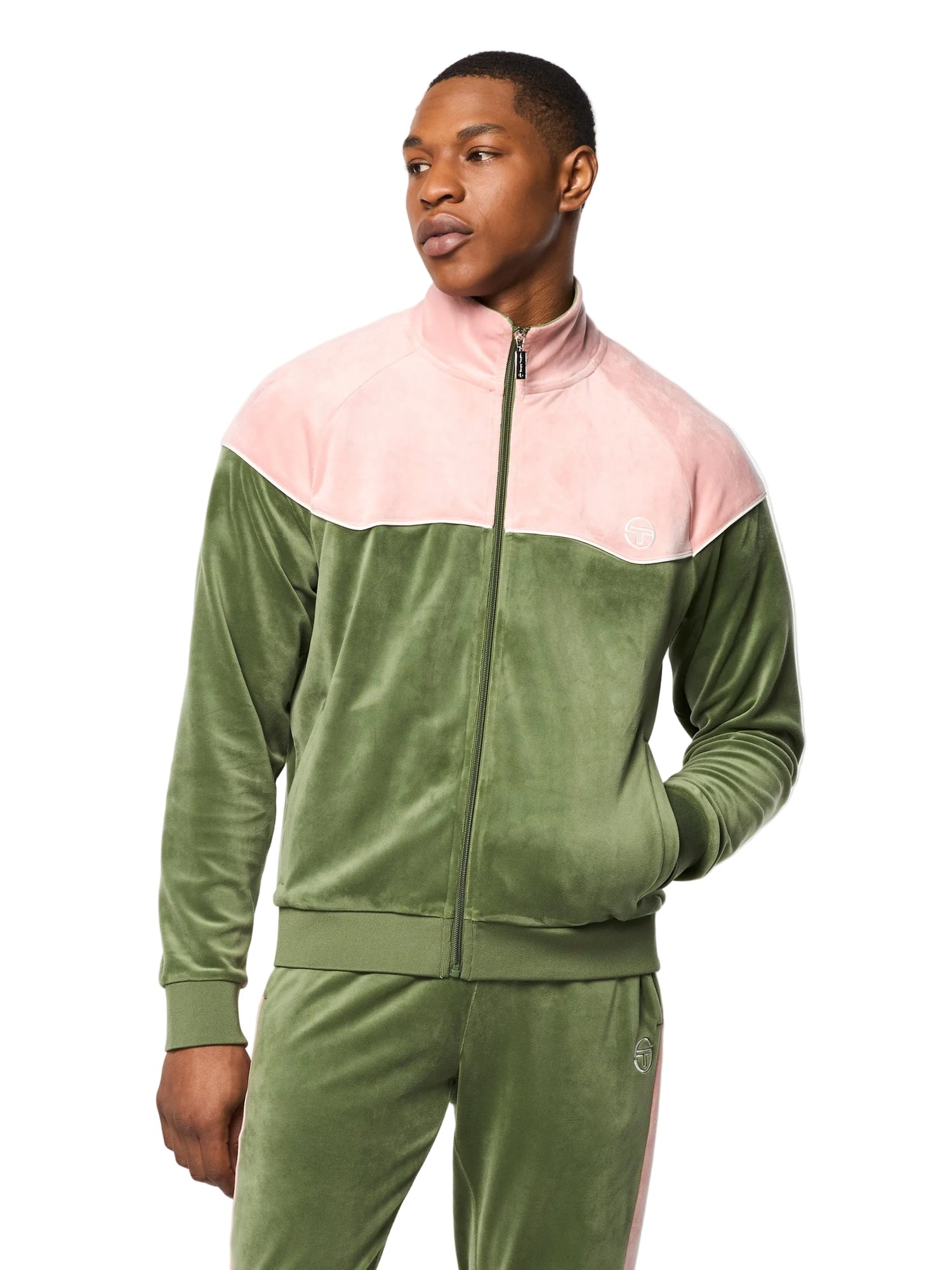 Men | Cielo Velour Track Jacket | Bronze Green