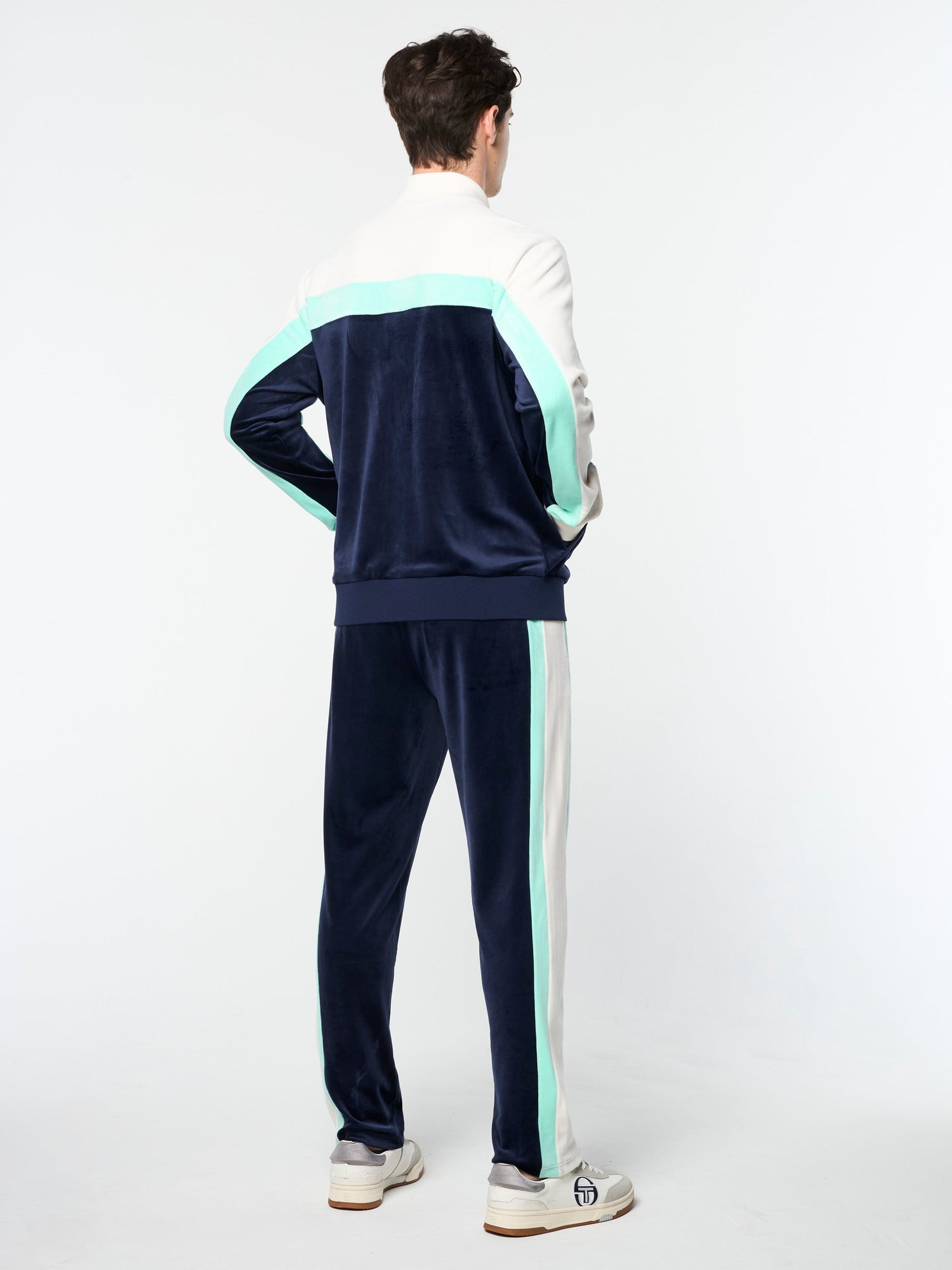Men | Lazaro Velour Track Jacket | Maritime Blue