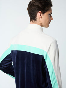 Men | Lazaro Velour Track Jacket | Maritime Blue