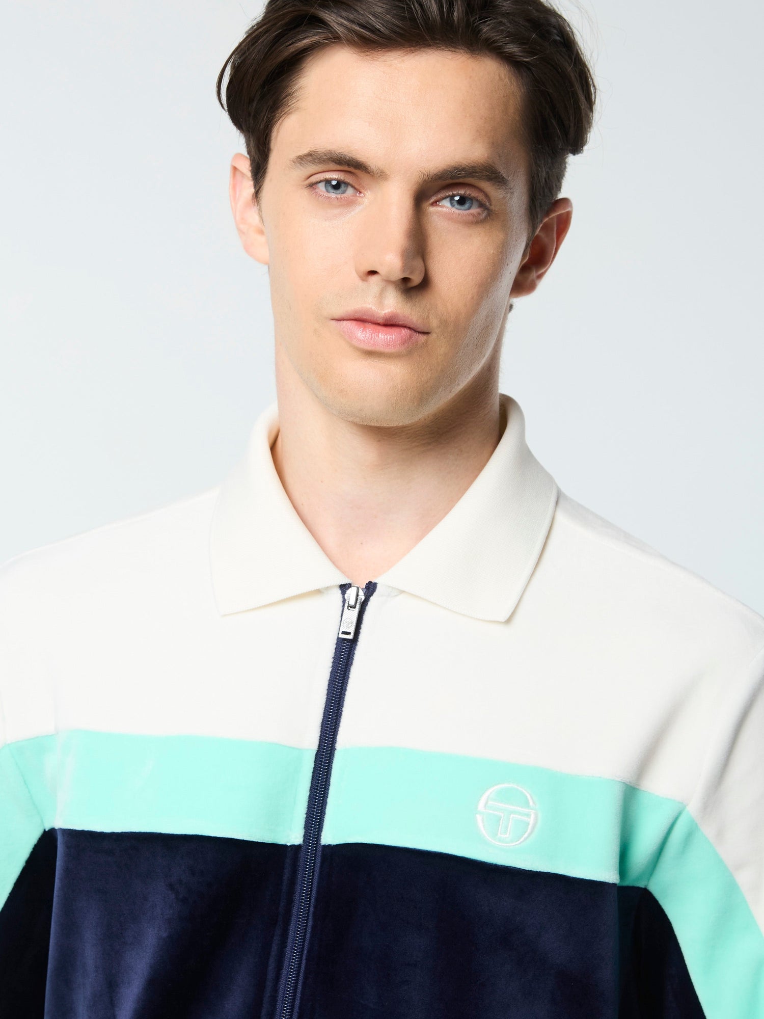 Men | Lazaro Velour Track Jacket | Maritime Blue