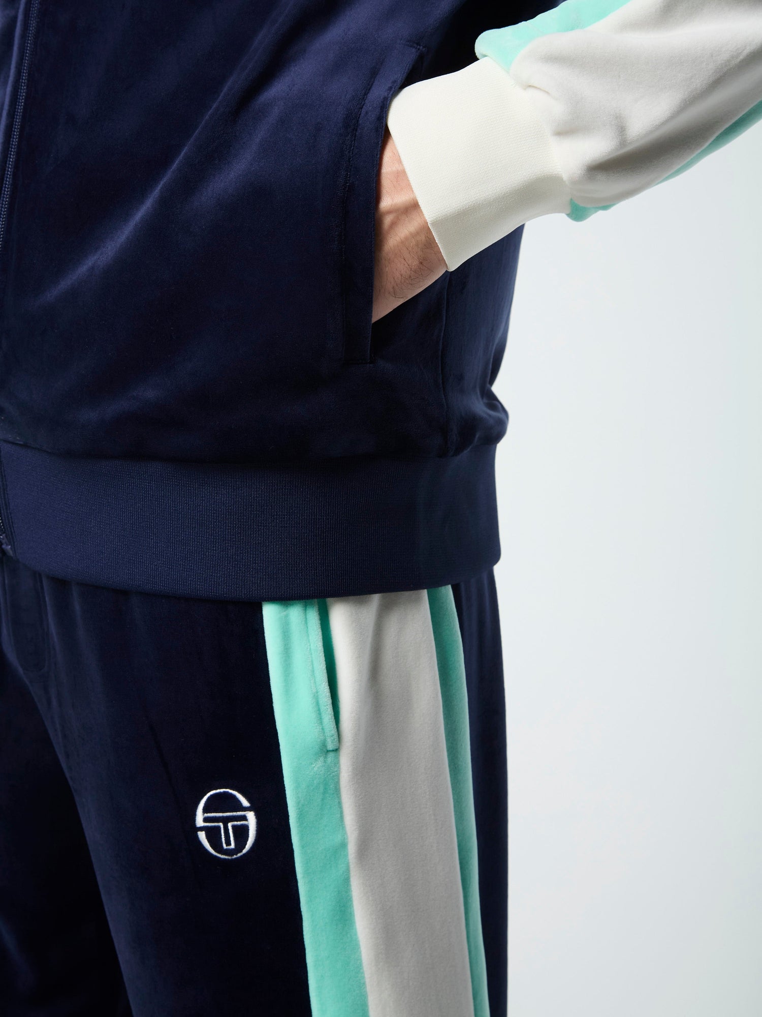 Men | Lazaro Velour Track Jacket | Maritime Blue
