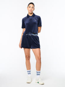 Women | Adele Velour Polo | Maritime Blue