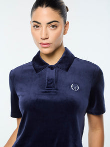 Women | Adele Velour Polo | Maritime Blue