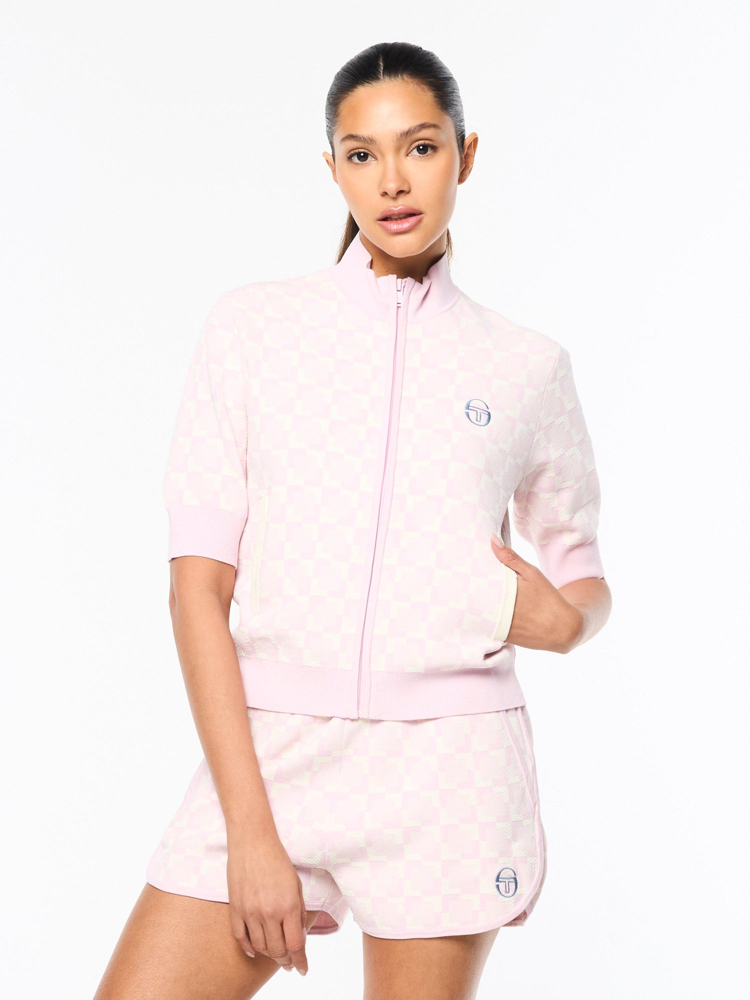 Women | Leila Short Sleeve Track Jacket | Pale Mauve