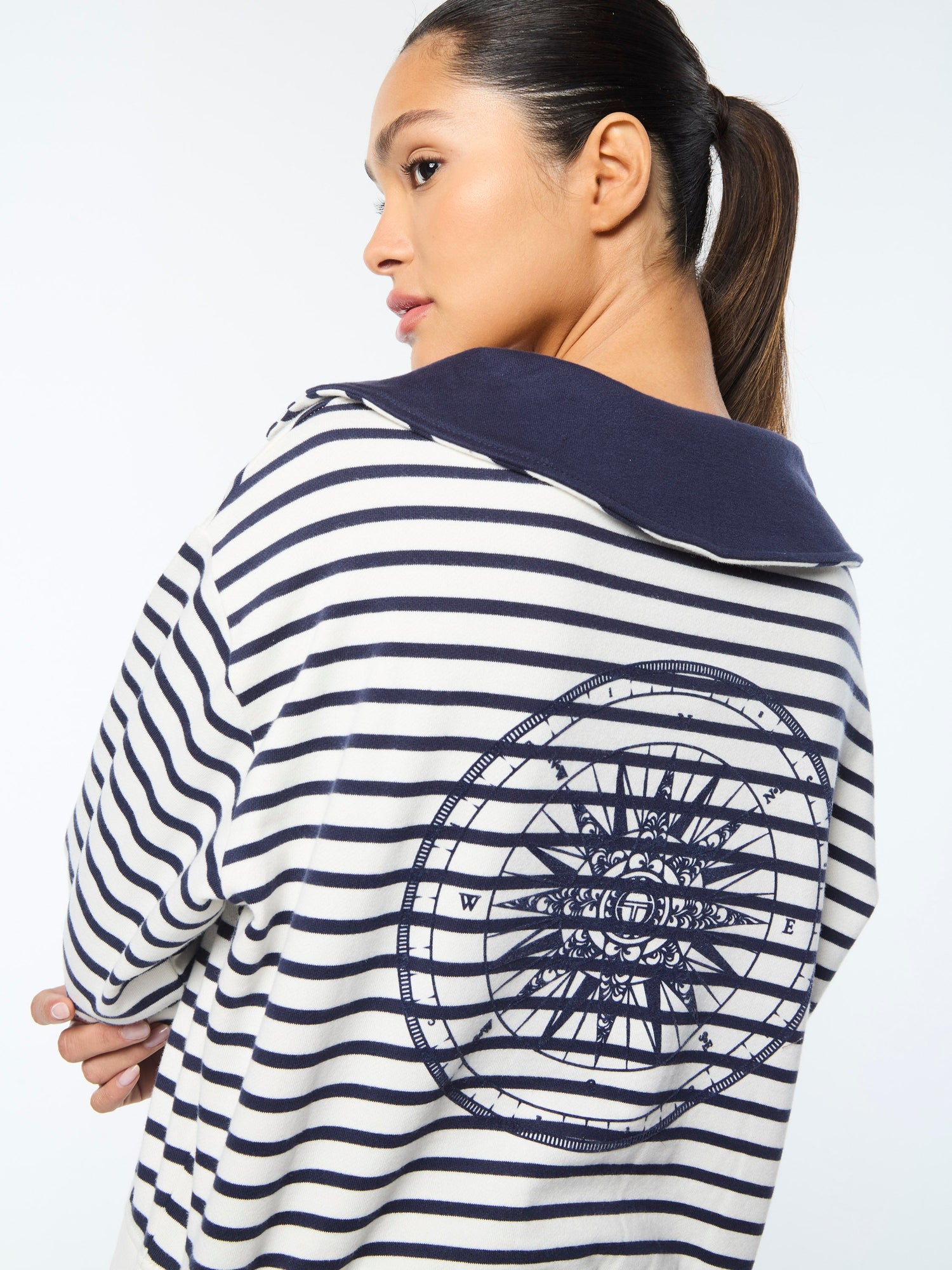 Women | Marina Sailor Collar Sweatshirt | Gardenia